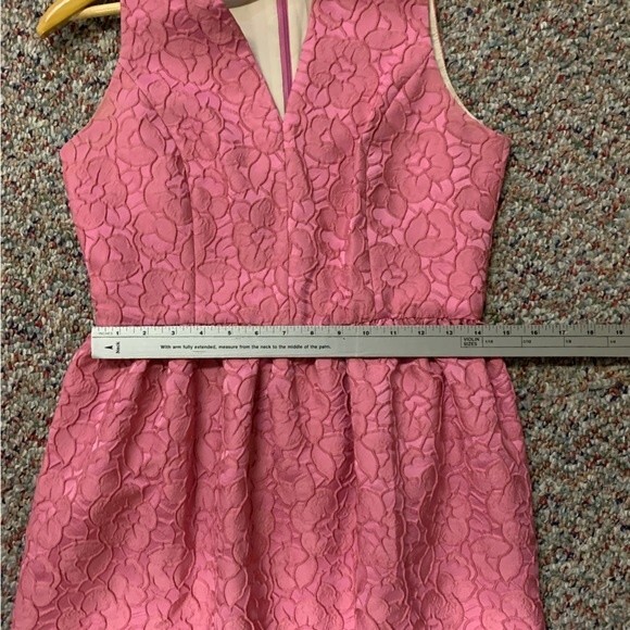 4.Collective Anthropologie Rose Pink Floral Jaquard V-Neck Sleeveless Dress Sz 6 - Picture 11 of 12